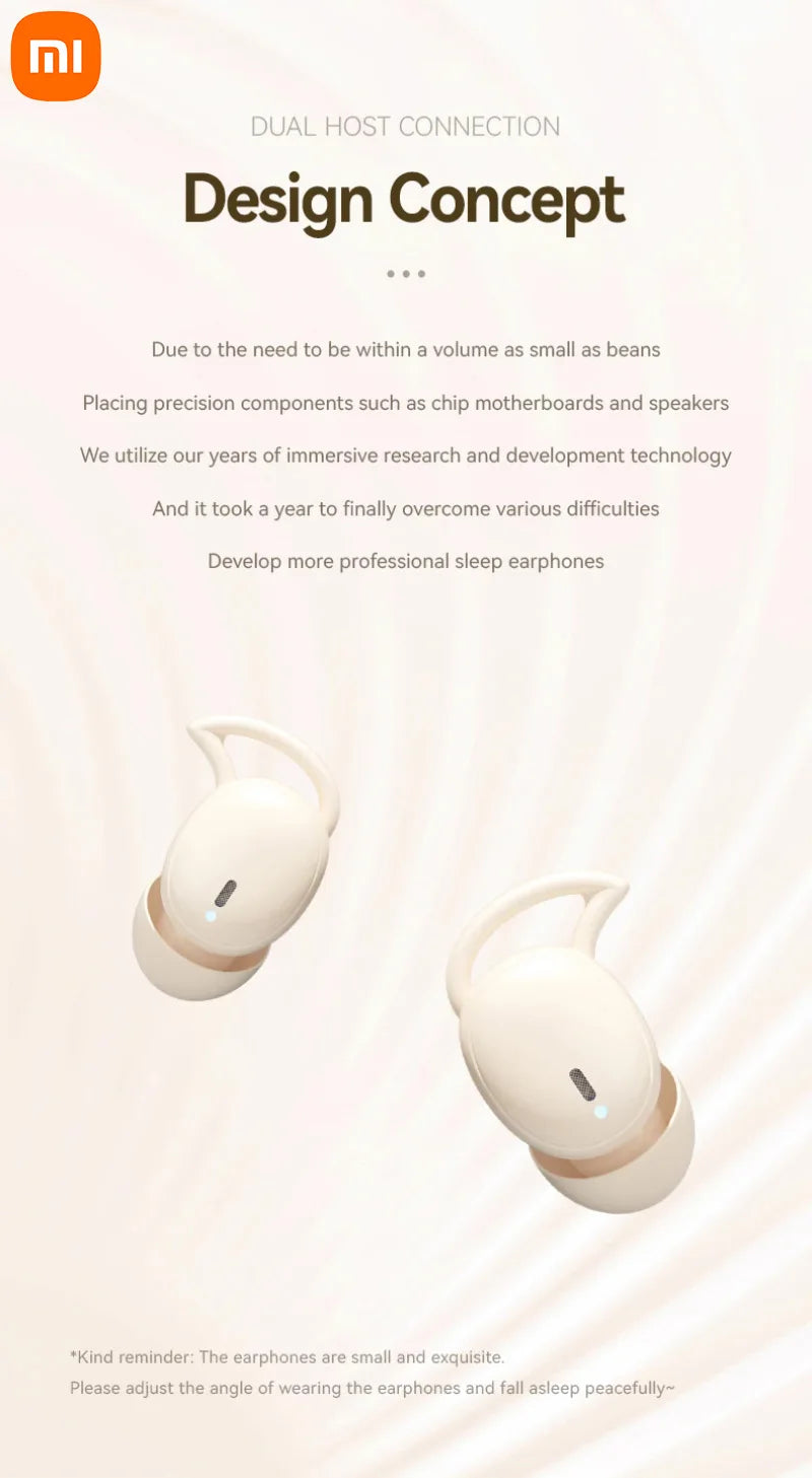 Xiaomi MIJIA Wireless Sleep Specific Invisible Earbuds Bluetooth 5.4 Headphones HiFi Stereo Sound Music Headphones TWS Earphones